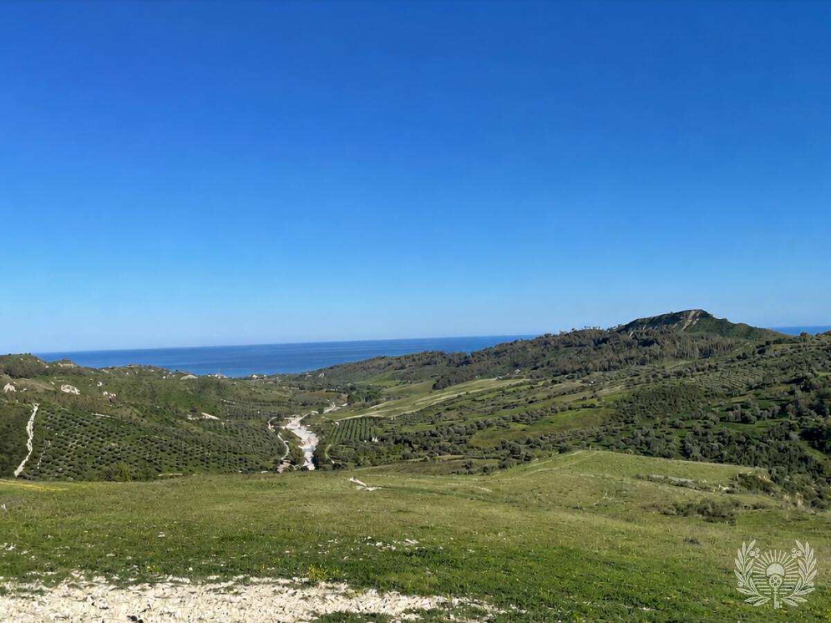 Grundstück 7.440 m² mit Meerblick, Olivenhain und Ruine in Kalabrien